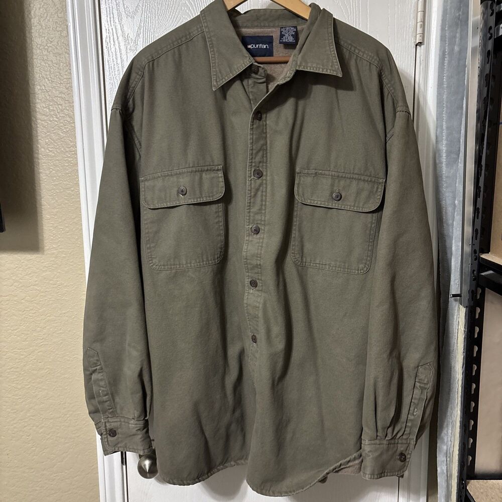 Vintage Puritan Fleece Lined Jacket Mens 3XL (54/56) Button Pockets Hunting